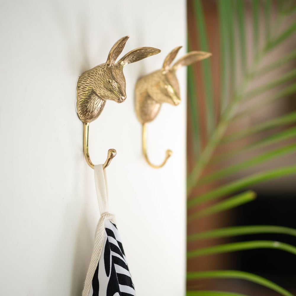 Solid brass wall hook hare on the wall