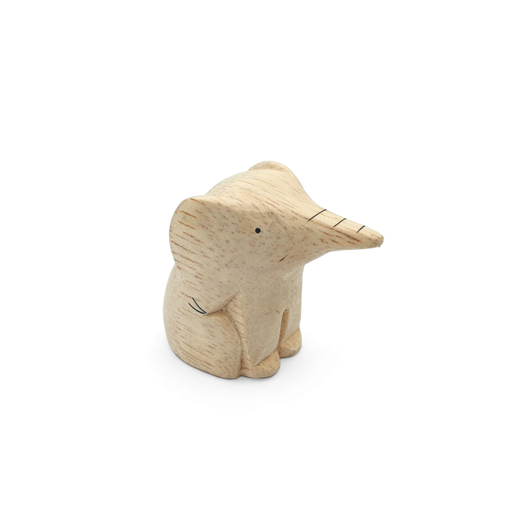 Wooden Miniature Animal Elephant Sitting