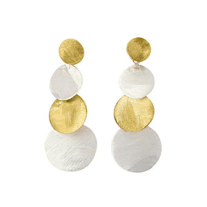 
                  
                    Load image into Gallery viewer, Brass geometric circle earring mix gold and silverplated 
                  
                