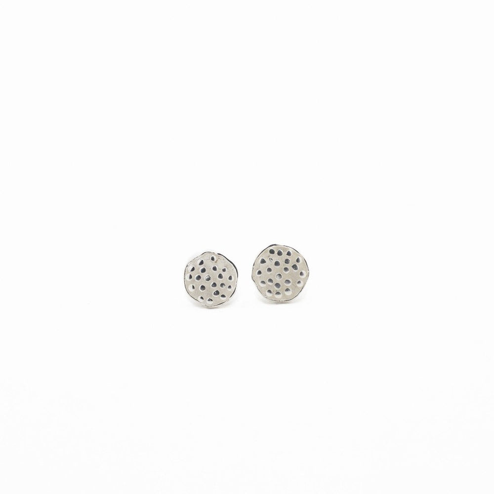 
                  
                    Load image into Gallery viewer, Earring Lotus Seeds Stud Brass Silver Plated Front
                  
                