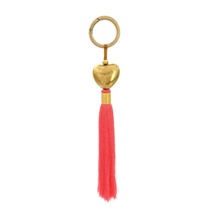 
                  
                    Load image into Gallery viewer, Keychain brass heart with fucsia tassel
                  
                