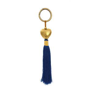 
                  
                    Load image into Gallery viewer, Keychain brass heart with navy tassel
                  
                
