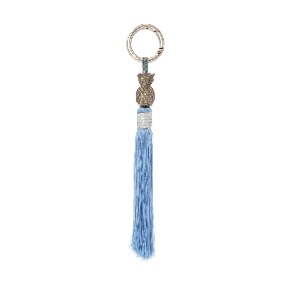 
                  
                    Load image into Gallery viewer, Keychain brass silver pineapple light blue tassel S
                  
                