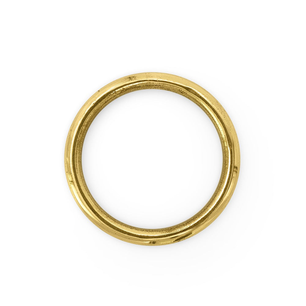 Handmade brass napkin ring circle top view