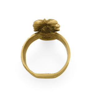 
                  
                    Load image into Gallery viewer, Handmade brass napkin ring pineapple top view
                  
                