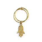 Brass double ring with Fatima Hand pendant top gold