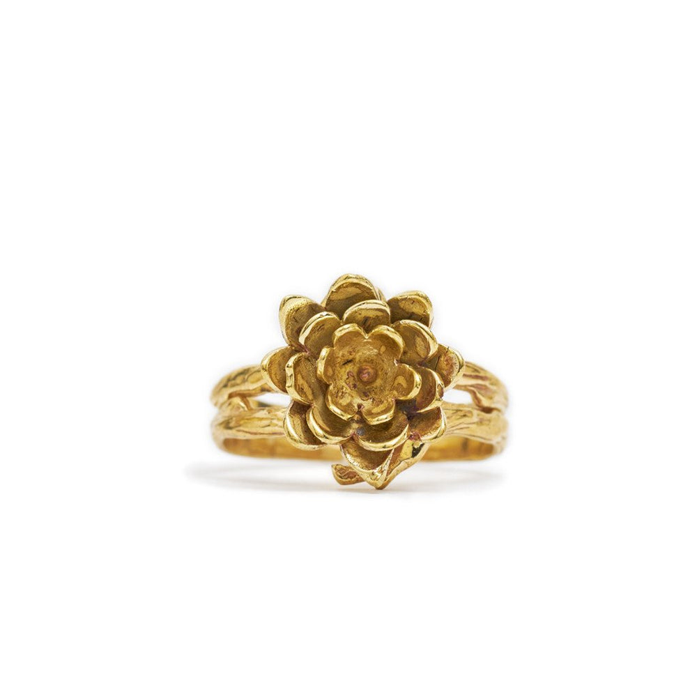 
                  
                    Load image into Gallery viewer, Ring Lotus Flower Dot Gold Front
                  
                