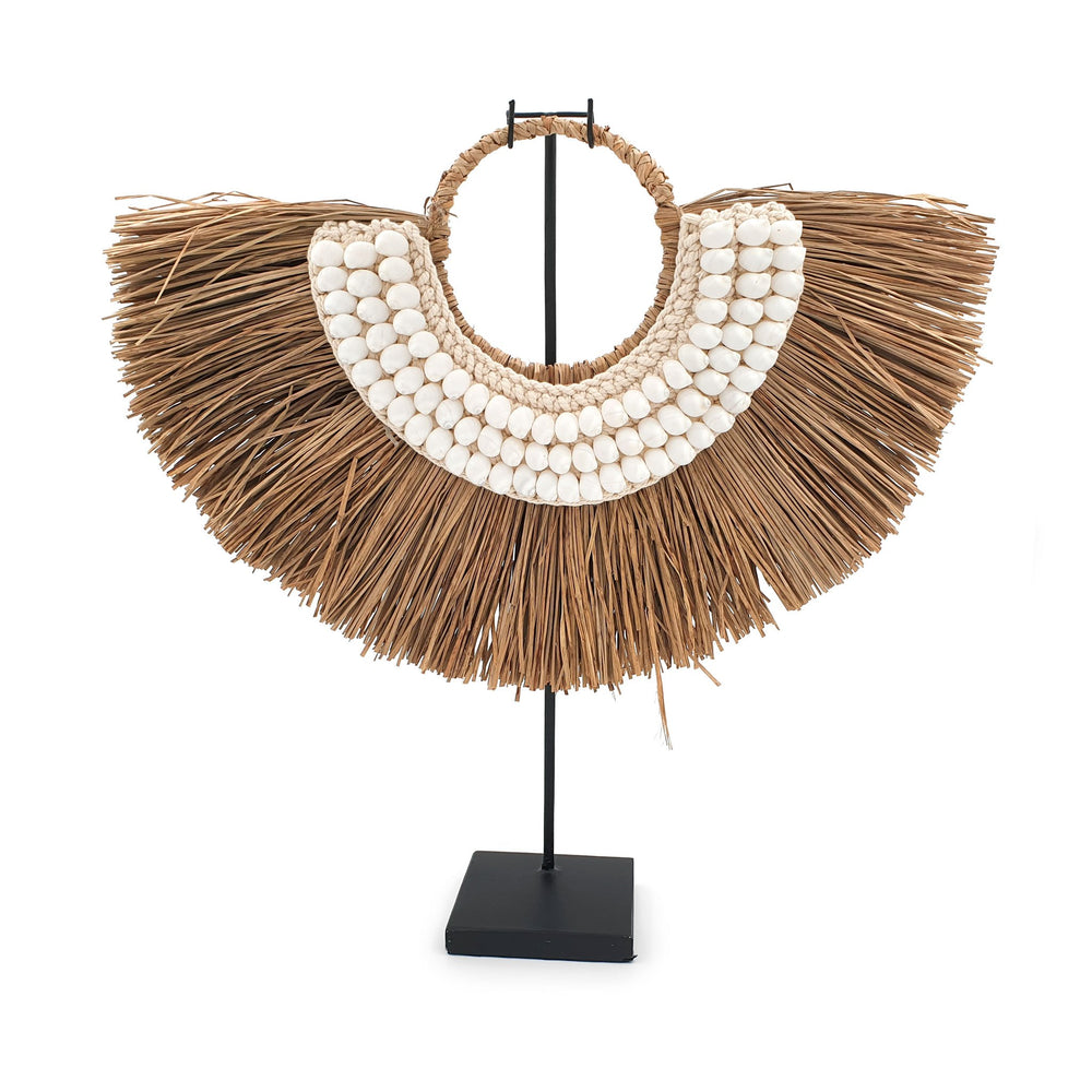 Shell Necklace Decor on stand with Seagrass  Fringes