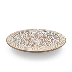 
                  
                    Load image into Gallery viewer, Wooden Flores Decorative Tribal Plate White
                  
                