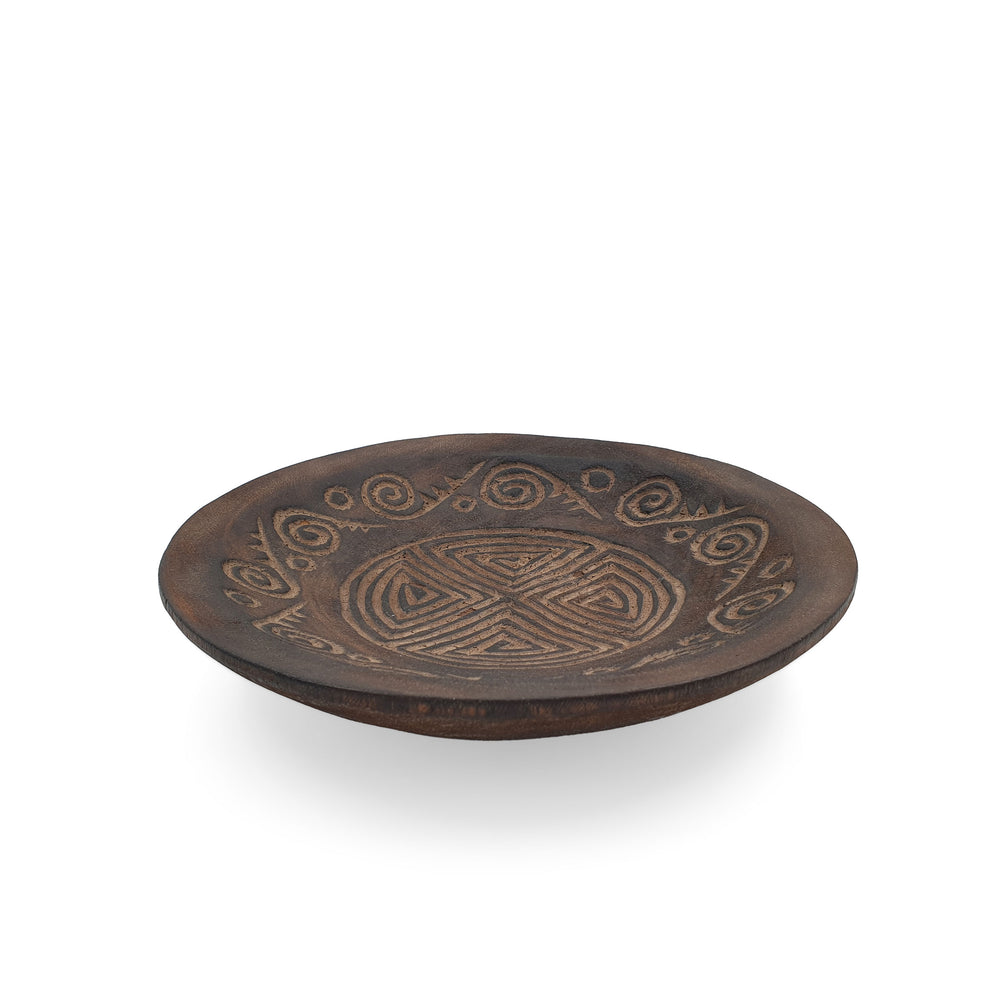 Wooden Flores Decorative Plate Brown