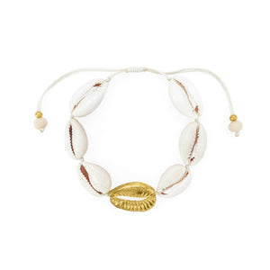 
                  
                    Load image into Gallery viewer, Bracelet cowrie shells and brass gold shell
                  
                