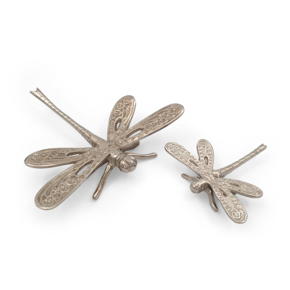 Brass Figurine Dragonfly Silver