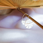 flower fan hoop minimalist earrings silver