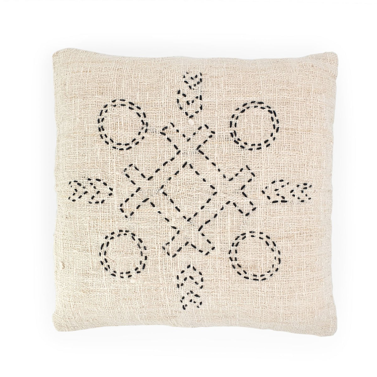 Cotton Cushion Cover Beige White 50x50 Fern