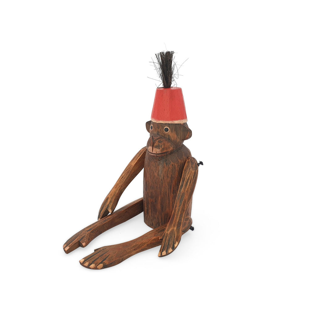 
                  
                    Load image into Gallery viewer, wooden monkey figurine red large side
                  
                