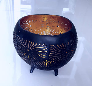 
                  
                    Load image into Gallery viewer, Coconut Candle Stand Gold Carved
                  
                