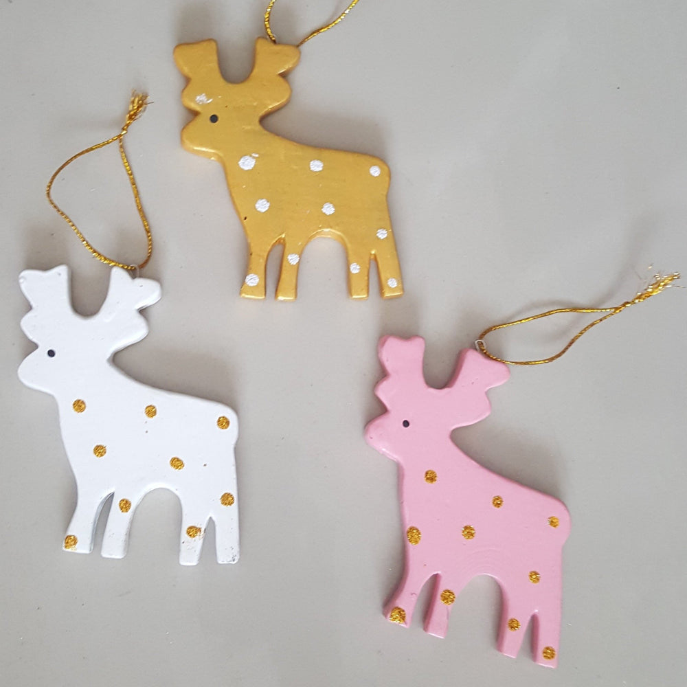 
                  
                    Load image into Gallery viewer, Wooden Christmas Ornament Deer with Dots
                  
                