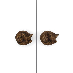 
                  
                    Load image into Gallery viewer, Brass Knob Sleeping Fox set
                  
                