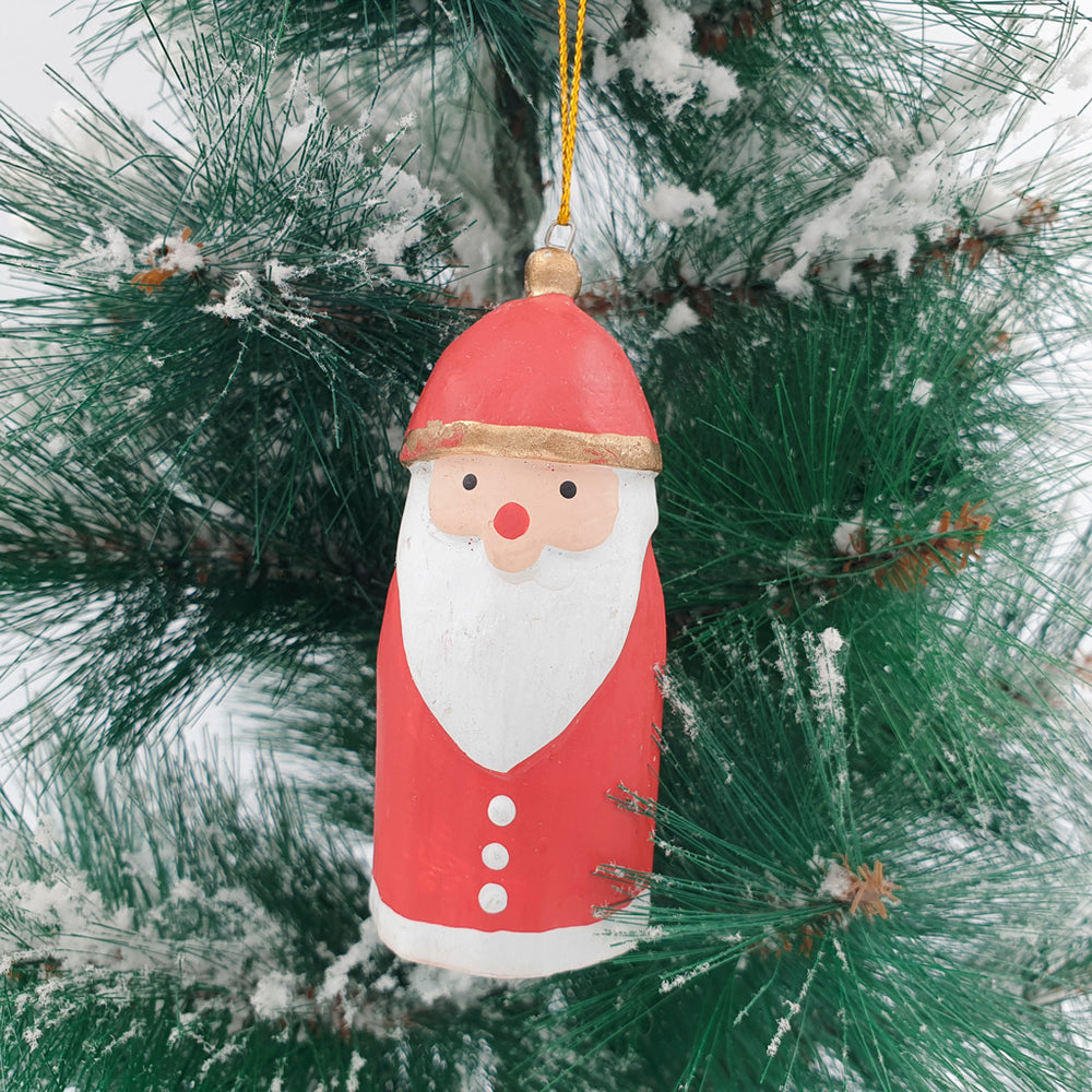 Wooden Christmas Ornaments Big Happy Santa Figurine