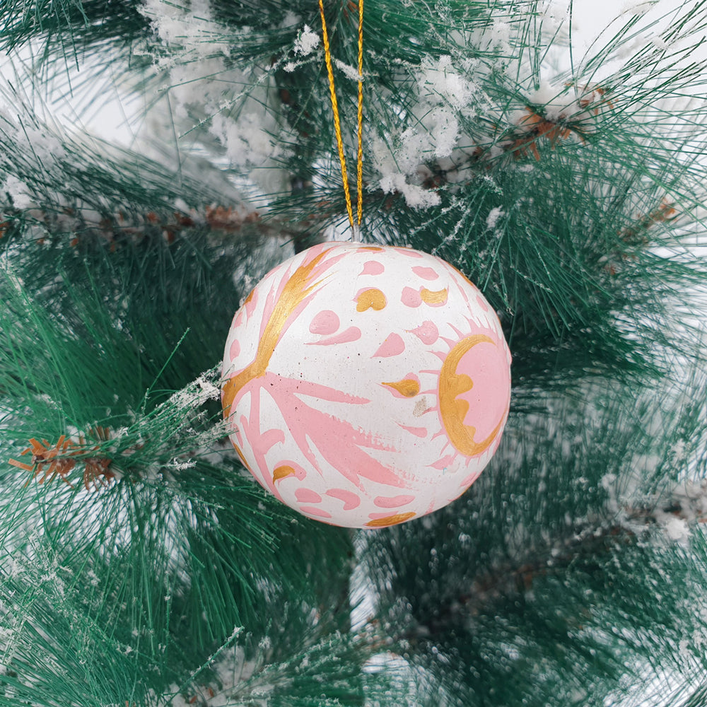 Wooden Christmas Ornaments - Ball Colorful folk pattern