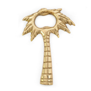 
                  
                    Load image into Gallery viewer, Brass Bottle opener palm tree boho handmade gold front view
                  
                