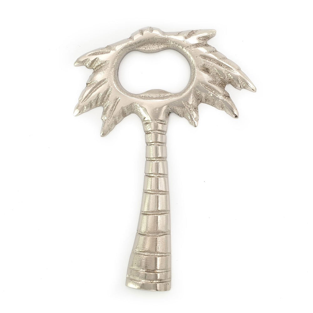 
                  
                    Load image into Gallery viewer, Brass Bottle opener palm tree boho handmade silver front view
                  
                