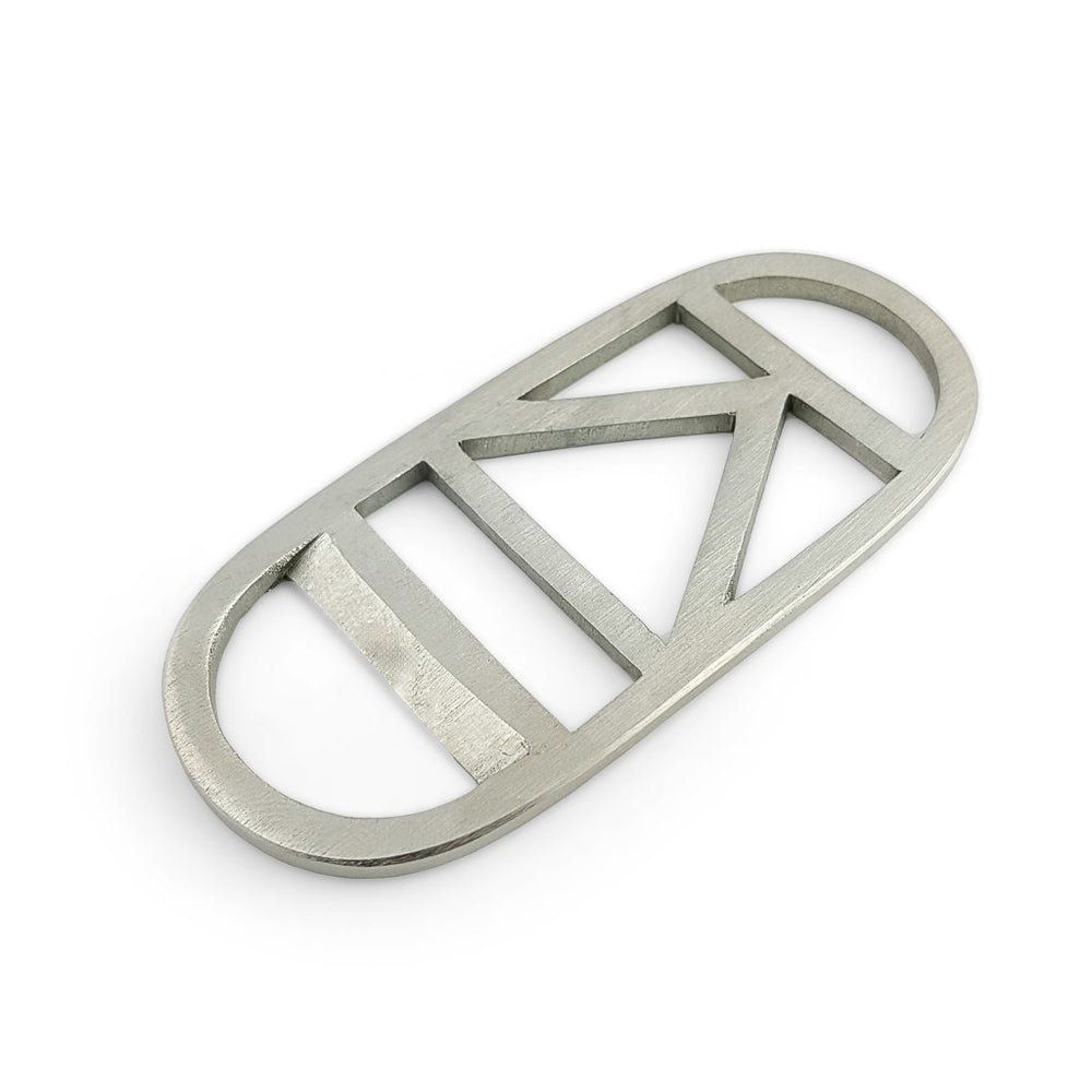 
                  
                    Load image into Gallery viewer, Bottle Opener Brass Silver Triangle Stripe
                  
                