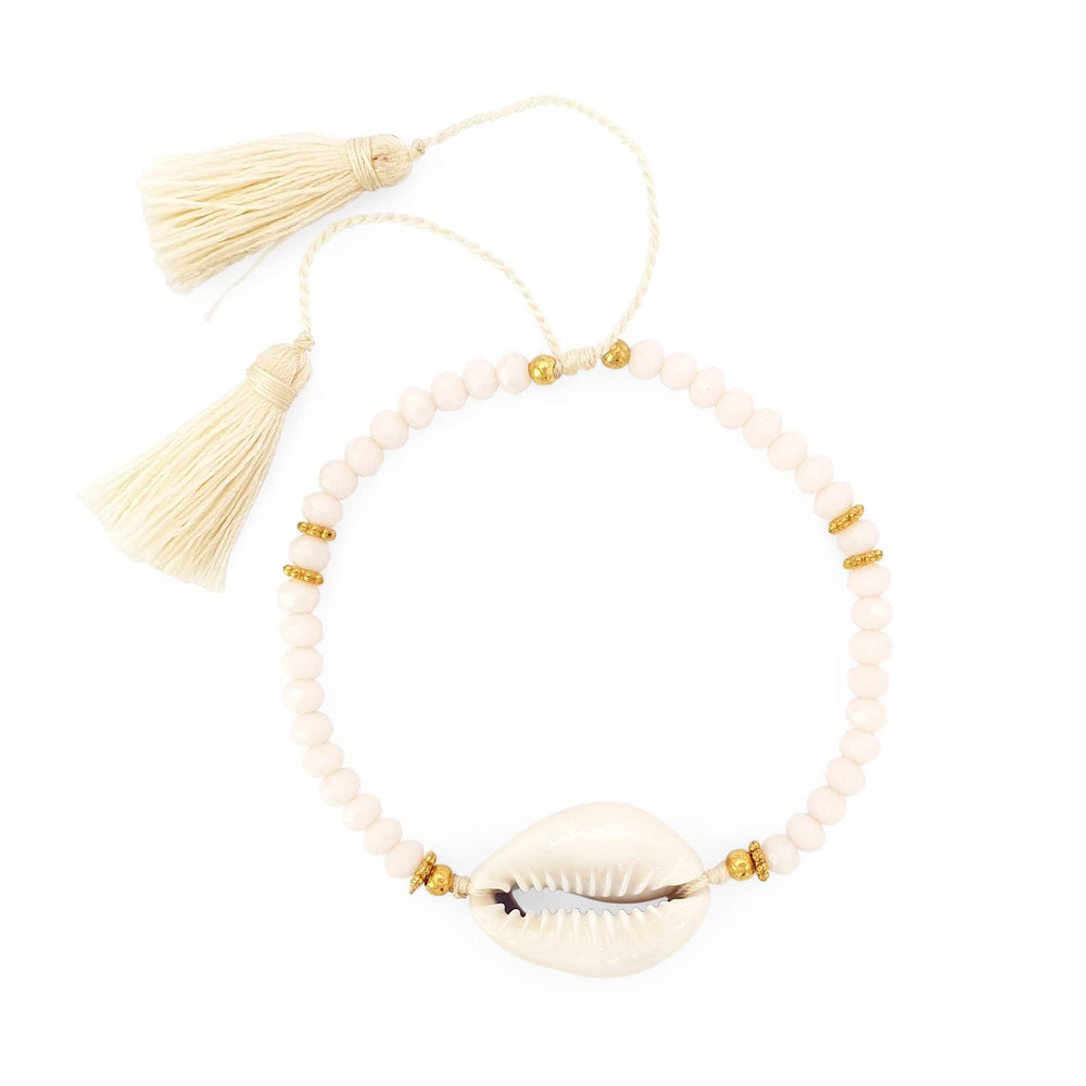 
                  
                    Load image into Gallery viewer, Bracelet Boho Crystal Shell cream
                  
                