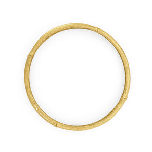 
                  
                    Load image into Gallery viewer, Handmade brass boho bamboo bangle gold color front view
                  
                