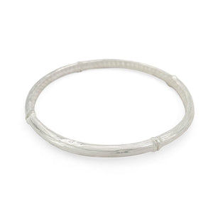 
                  
                    Load image into Gallery viewer, Handmade brass boho bamboo bangle silver color side view
                  
                