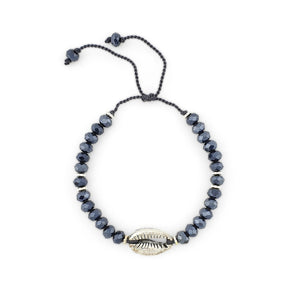 
                  
                    Load image into Gallery viewer, Bracelet with blue crystals and silver brass shell
                  
                