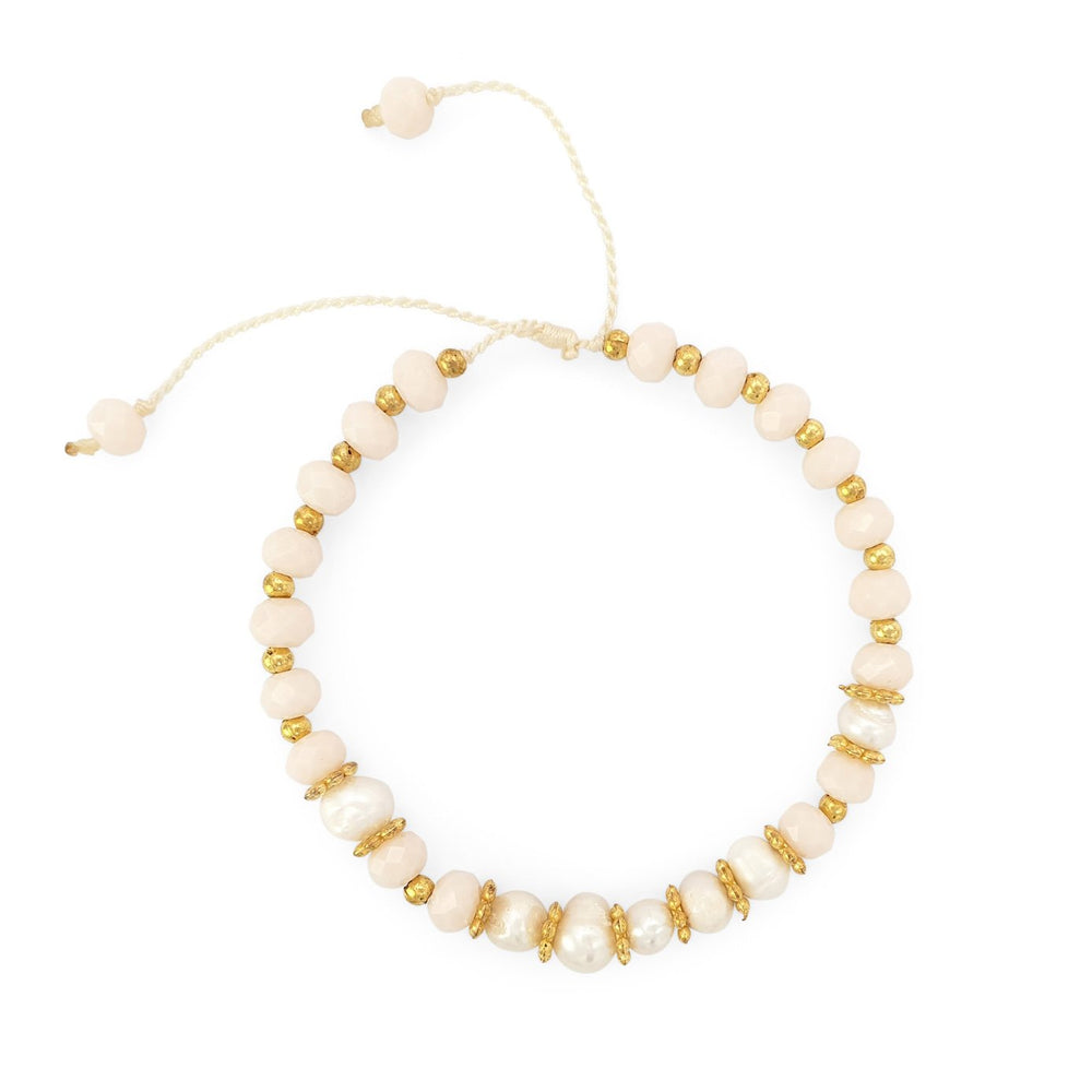 
                  
                    Load image into Gallery viewer, Handmade pearl boho bracelet cream crystals
                  
                