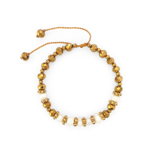 
                  
                    Load image into Gallery viewer, Handmade pearl boho bracelet gold crystals
                  
                