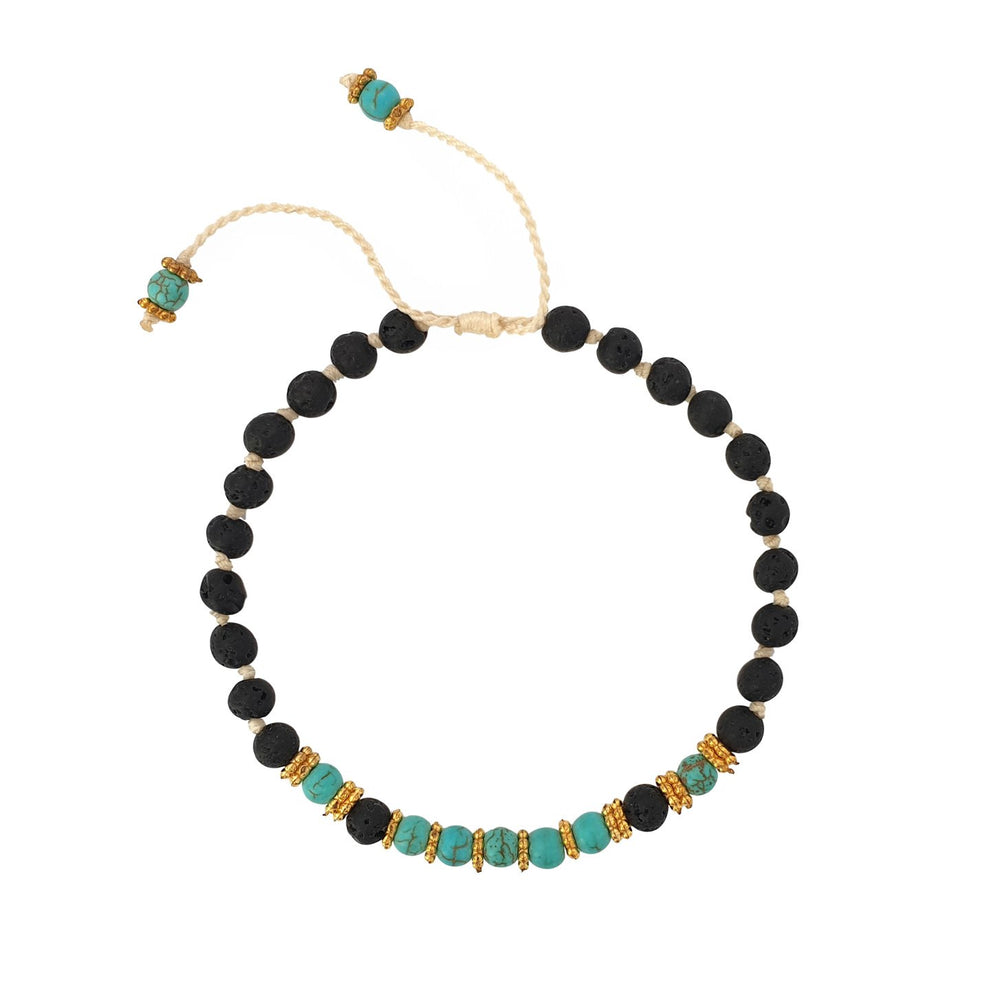 
                  
                    Load image into Gallery viewer, Bracelet lava stone with turquoise beads
                  
                
