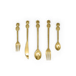Solid brass pineapple cutlery set in gold
