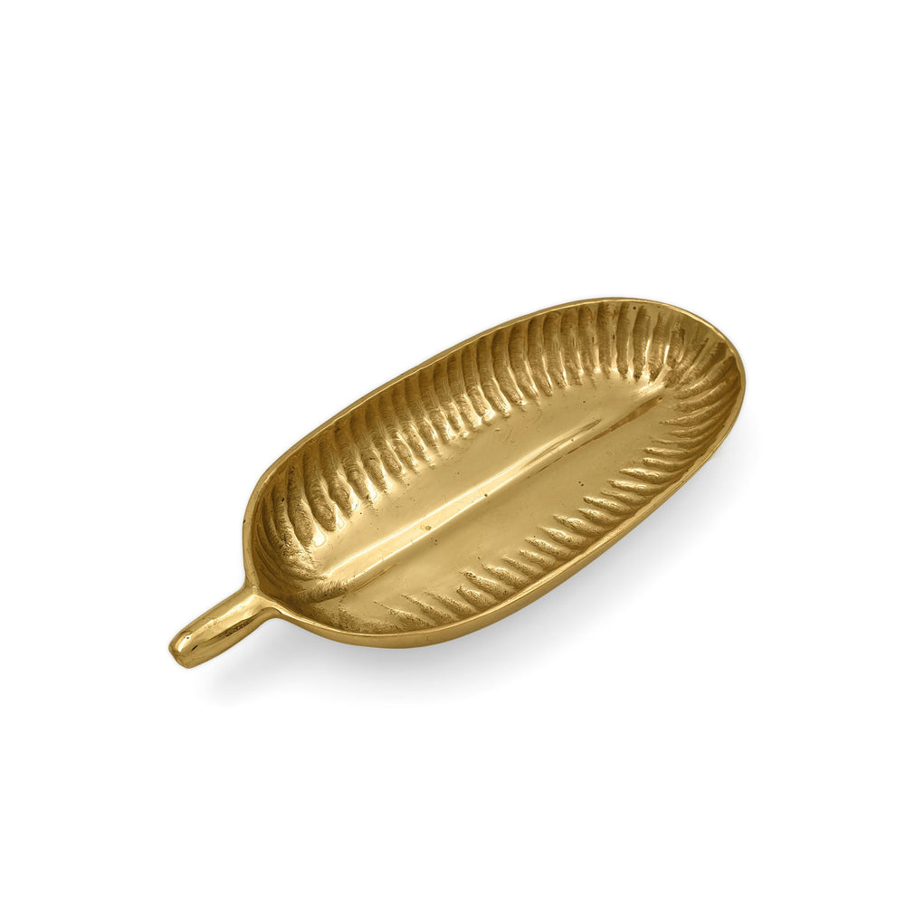 Brass Trinket Tray Kamboja Leaf