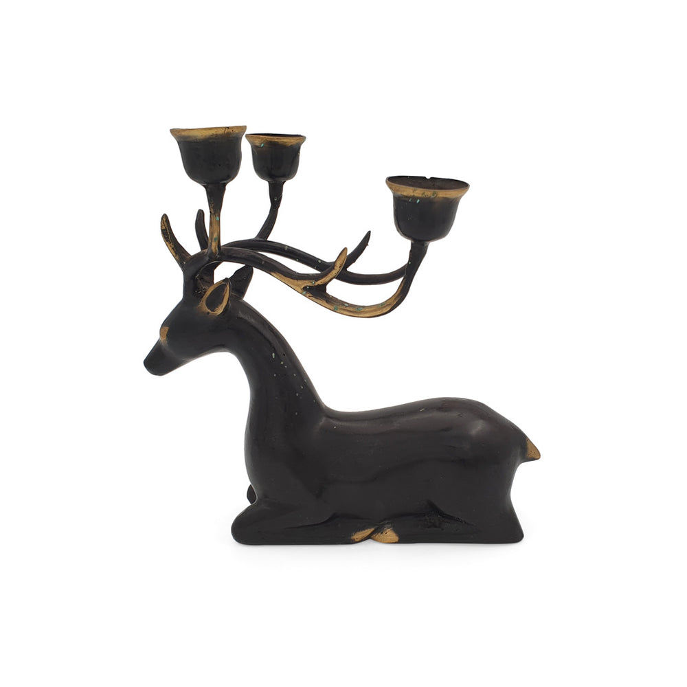 Brass Candle Holder Resting Deer