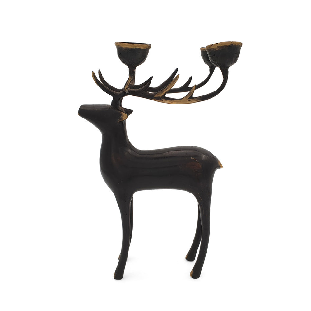Brass Candle Holder Standing Deer
