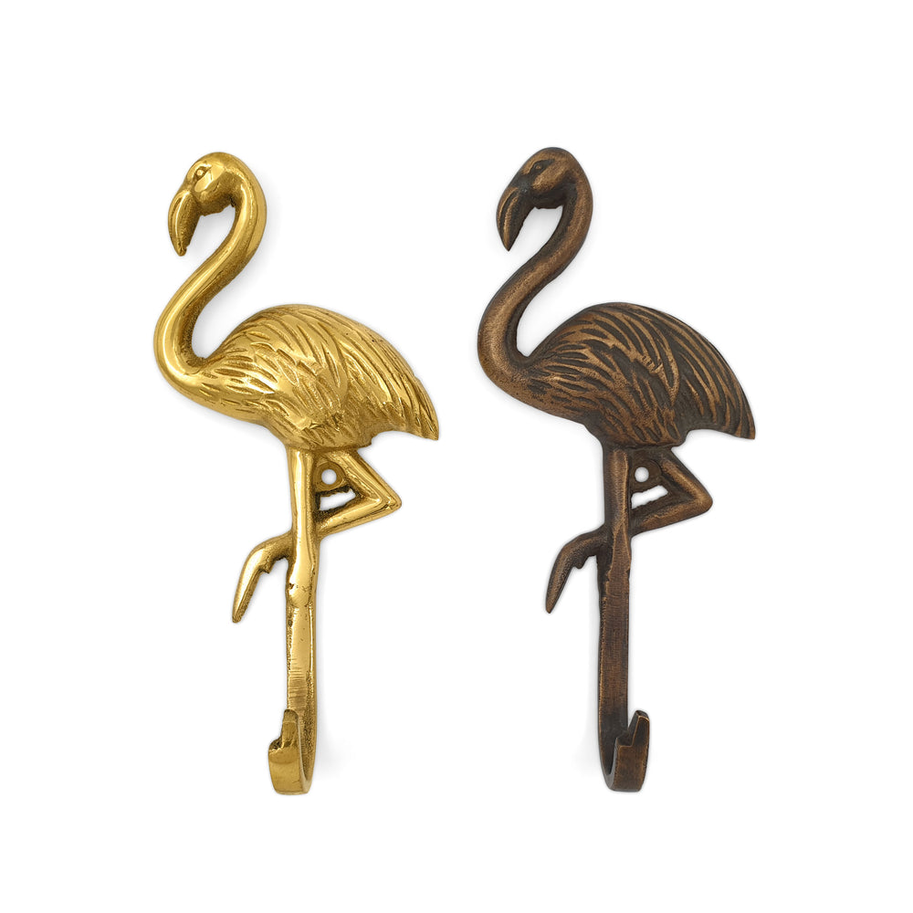 Brass Hook Flamingo