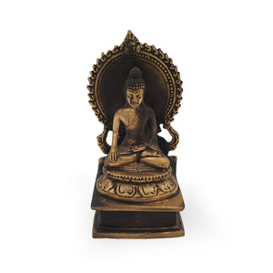 
                  
                    Load image into Gallery viewer, Brass Statue Buddha Aura sitting on a Lotus Flower
                  
                