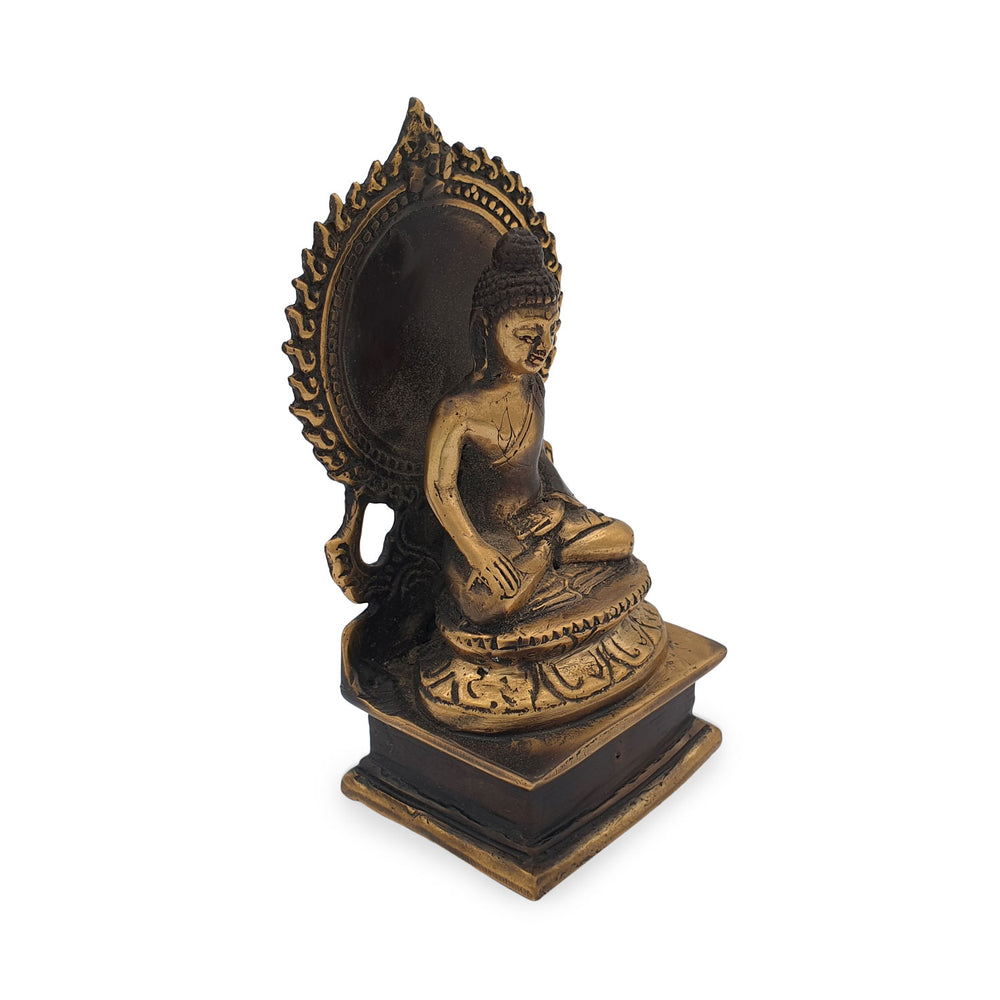 
                  
                    Load image into Gallery viewer, Brass Statue Buddha Aura sitting on a Lotus Flower
                  
                