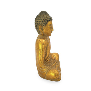 
                  
                    Load image into Gallery viewer, Buddha meditating statue resin gold side view
                  
                