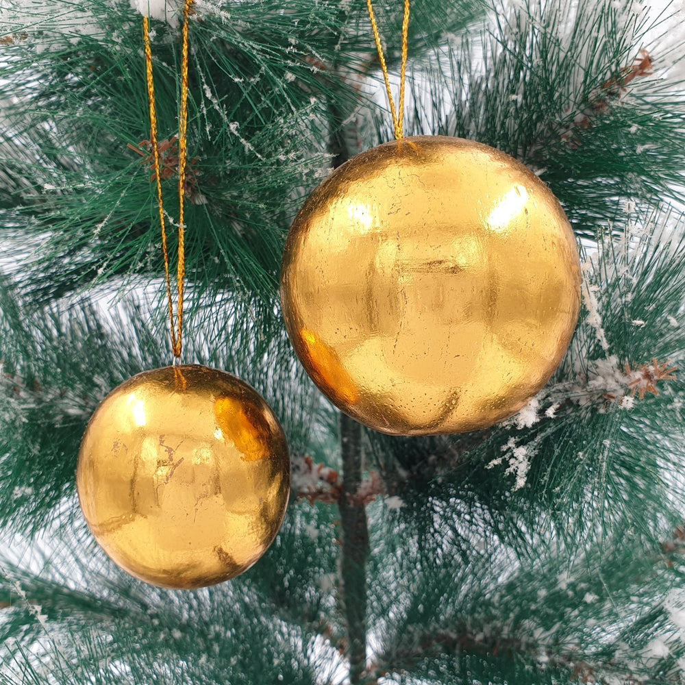 Wooden Christmas Ornaments - Ball Gold