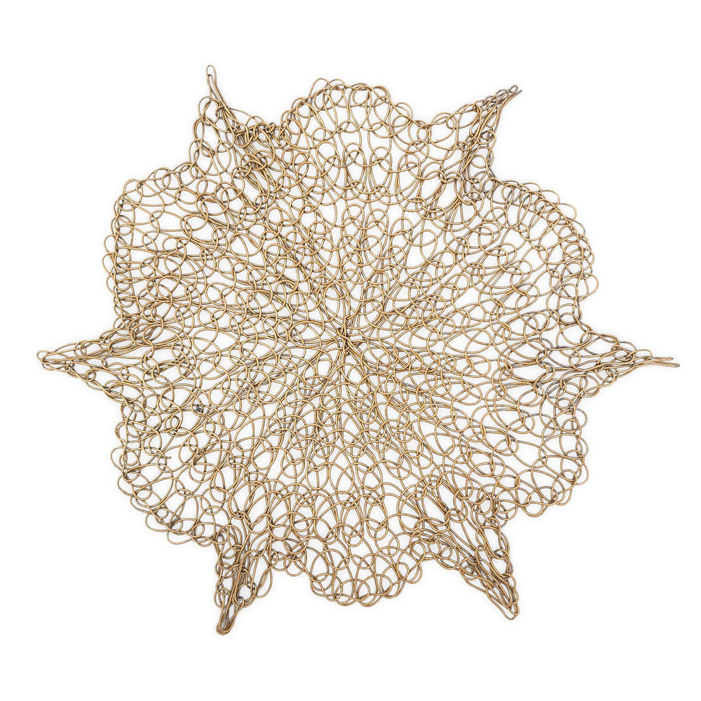 Handmade Coaster crochet wire gold flower
