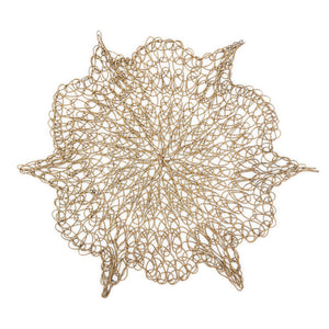 
                  
                    Load image into Gallery viewer, Handmade Coaster crochet wire gold flower
                  
                