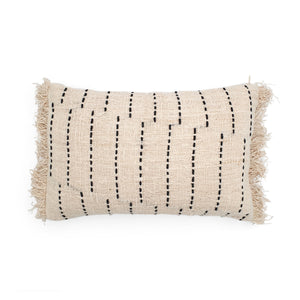 
                  
                    Load image into Gallery viewer, Cotton Cushion Cover Beige White &amp;amp; Fringes 50x30
                  
                
