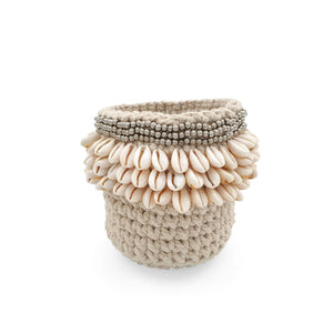 
                  
                    Load image into Gallery viewer, Crochet Basket 3 lines Cowrie Shells and Beads
                  
                