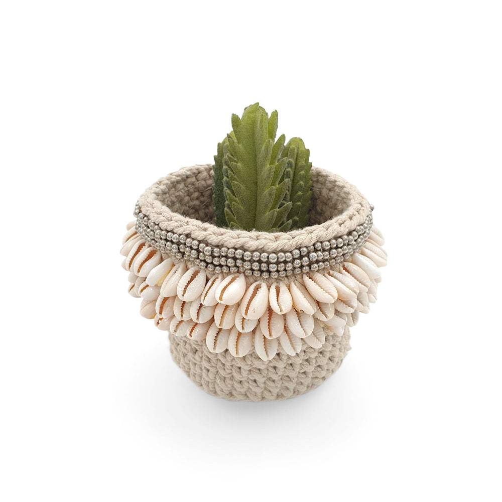 
                  
                    Load image into Gallery viewer, Crochet Basket 3 lines Cowrie Shells and Beads
                  
                