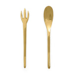 Handmade minimalist brass cutlery set XS
