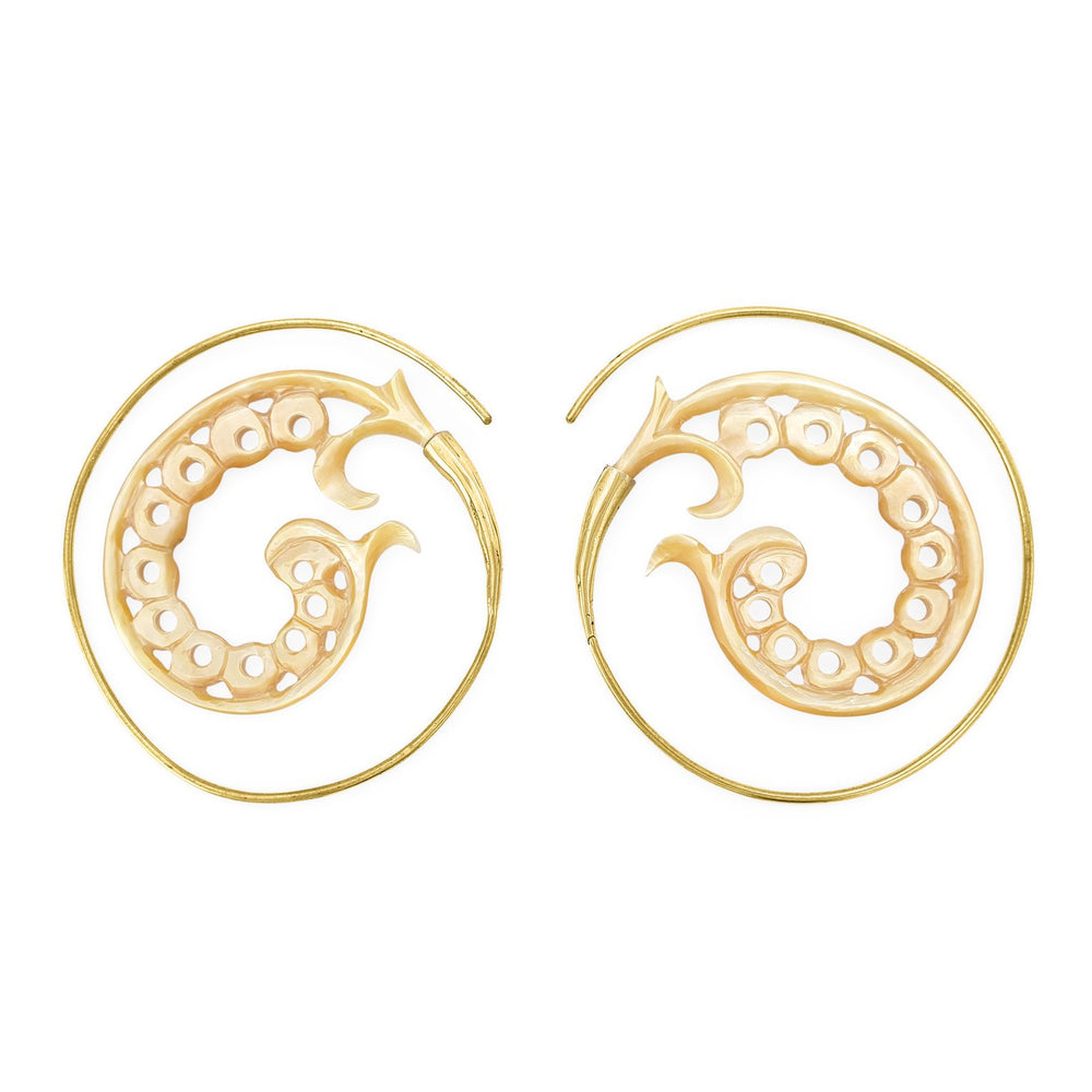 Earring hoop traditional balinese hand carved dots
